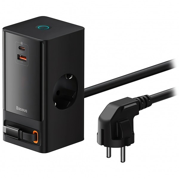 Prelungitor Baseus GaN3 Pro PowerStrip, 65W, 3.25A,1 x USB-A - 1 x USB-C - 2 x Schuko, Negru PSLR000301