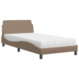 Cumpara ieftin Pat cu saltea, Dover, cappuccino, 100x200cm piele ecologica
