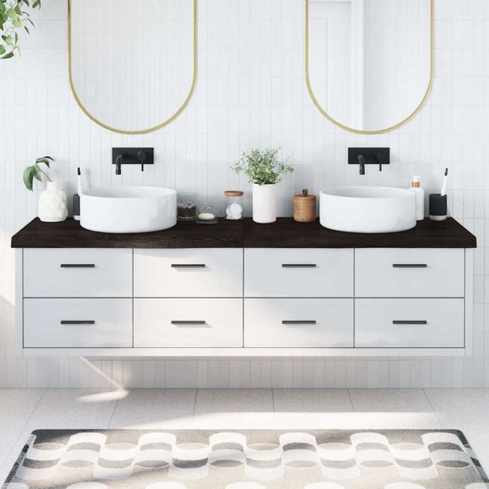 vidaXL Blat de baie, gri &icirc;nchis, 200x60x(2-6) cm, lemn masiv tratat
