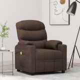 vidaXL Fotoliu de masaj, maro &icirc;nchis, material textil
