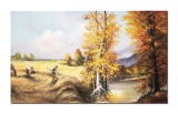 Cumpara ieftin Tablou peisaj din natura pictat manual, La seceris, 100x60cm ulei pe panza, Geo Ungureanu