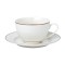 Ceasca si farfurioara SHZF10058, set 12 piese, portelan, alb + auriu, 220 ml