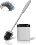 Set perie de toaleta cu suport Blazor, silicon, gri/negru