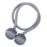Cumpara ieftin Accesoriu magnetic pentru perdele, snur textil impletit, 44 cm, gri antracit
