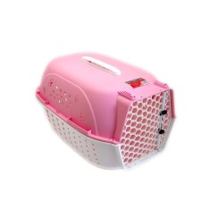 Cusca/geanta pentru transport caine/pisica, Verk Group, plastic, roz si alb, 48x32x30 cm