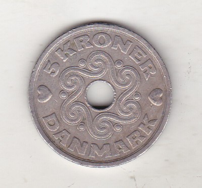 bnk mnd Danemarca 5 coroane 1990 foto