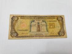 bancnota rep. dominicana 20 p 1988 foto