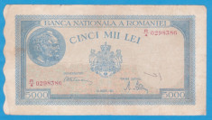 (5) BANCNOTA ROMANIA - 5.000 LEI 1945 (20 MARTIE 1945), FILIGRAN BNR ORIZONTAL foto