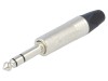 Conector Jack 6.3mm Stereo Neutrik NP3X Tata Pe Cablu, Nichelat, Carcasa Argintiu