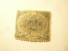 Timbru San Marino 1877 prima emisiune , 2c stampilat ,dantelura imperfecta