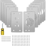 Set 12 placi de reparare balamale/72 suruburi, JENUOS&reg;, Kit complect inchidere lenta, Inox, 9x5 cm, Argintiu