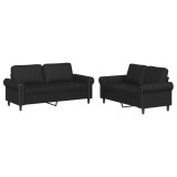 Cumpara ieftin Set de canapele cu perne, 2 piese, negru, piele ecologica