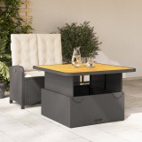 vidaXL Set mobilier de grădină cu perne, 2 piese, negru, poliratan