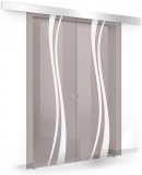 Usa culisanta Boss &reg; Duo model Play alb, 60+60x215 cm, sticla bronz securizata, glisanta in ambele directii