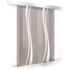 Usa culisanta Boss &reg; Duo model Play alb, 80+80x215 cm, sticla bronz securizata, glisanta in ambele directii