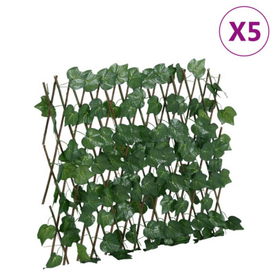 vidaXL Spalier frunze struguri false extensibil 5 buc verde 190x60 cm foto
