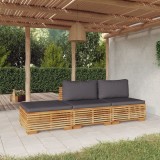 Cumpara ieftin Set mobilier grădină cu perne, 3 piese, lemn masiv de tec