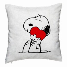 Perna Decorativa, Model Doggo Love, 40x40 cm, Alb Murdar, Husa Detasabila, Burduf foto