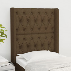 Tablie de pat cu aripioare maro închis 83x16x118/128 cm textil GartenMobel Dekor