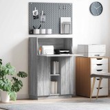 VidaXL Birou cu raft cu ușă Gri 71.5 x 31.5 x 106.5 cm Lemn compozit