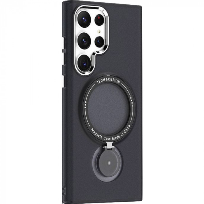 Husa de protectie flippy, cu incarcare wireless, tehnologie magsafe, tpu, inel magnetic rotativ cu functie de suport, pentru samsung galaxy s23 ultra