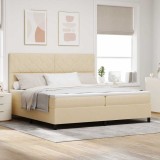 VidaXL Pat cu arcuri cu saltea cu headboard Crem 200 x 200 cm țesătură