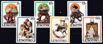 DB1 Pictura Lesotho Norman Rockwell 6 v. MNH foto