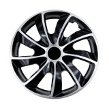 Set 4 capace jante quad bicolor 15&quot; negru-argintii