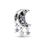 Cumpara ieftin Charm/talisman argint 925, JW1199, model semiluna si stelute, placat cu rodiu