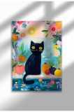 Imprimeu pe p&acirc;nză cu pisică neagră &ndash; Operă digitală pe p&acirc;nză ne&icirc;nrămată - Pisica neagră 34 | A3 (29.7 x 42 cm)