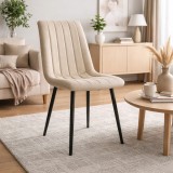 Cumpara ieftin Scaun bucatarie/living, Artool, Lava, catifea bej, picioare metal negru, 43x51x90 cm