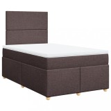 Cumpara ieftin Pat box spring cu saltea, maro inchis, 120x190 cm, textil