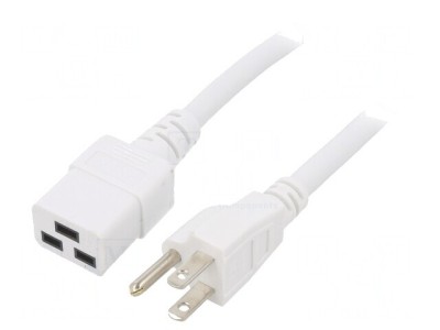 Cablu Alimentare Alb 1m 15A IEC C19 la NEMA 5-15 3x14AWG foto