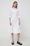 Cumpara ieftin Karl Lagerfeld rochie din bumbac culoarea alb, mini, evazati