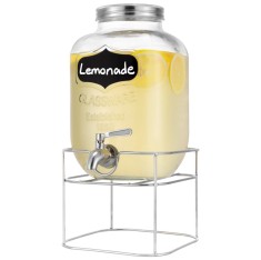 Dozator bauturi Navaris, 5L, cu stand metalic, robinet inox, sticla, NAV000017KN004C foto