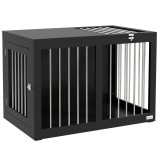 PawHut Cușcă pentru C&acirc;ini Cușcă pentru C&acirc;ini Transport Cușcă, 2 Uși, Blocabile, Grilaj de Oțel, 80 cm x 50 cm x 56,5 cm, Negru | Aosom Romania