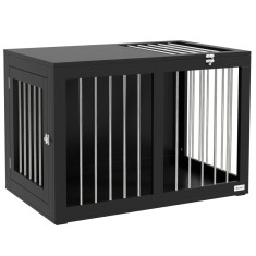 PawHut Cușcă pentru C&acirc;ini Cușcă pentru C&acirc;ini Transport Cușcă, 2 Uși, Blocabile, Grilaj de Oțel, 80 cm x 50 cm x 56,5 cm, Negru | Aosom Romania