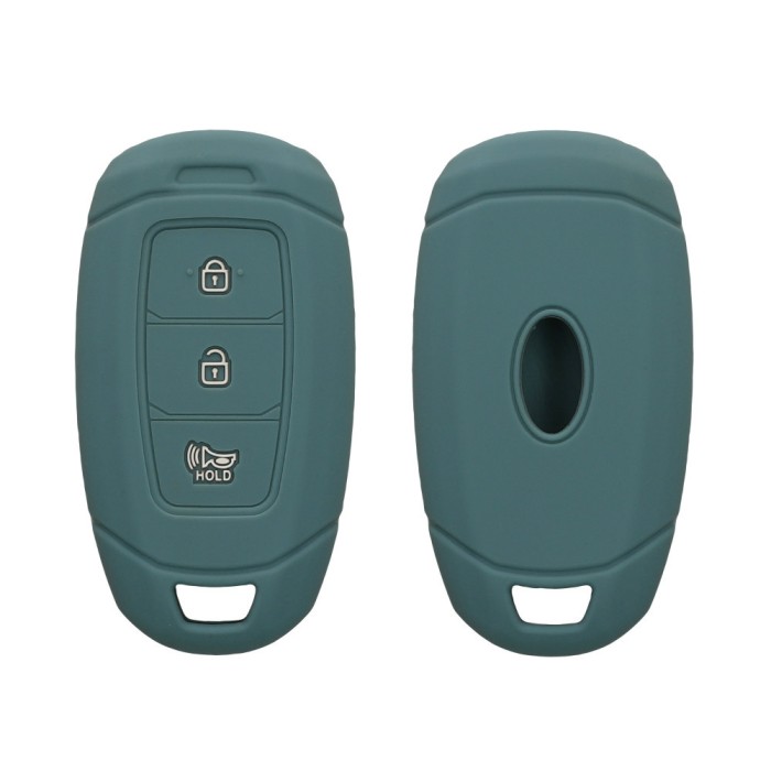 Husa Cheie Auto Kwmobile pentru Hyundai 3 Butoane - Keyless Go, Verde inchis, Silicon, KWM000009FX002C
