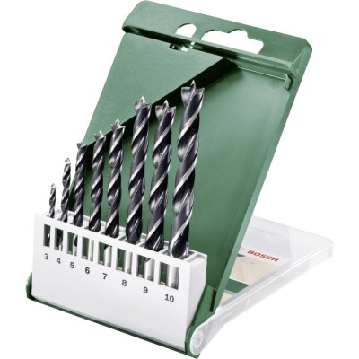 BOSCH Set 8 burghie elicoidale pentru lemn, diametre 3-10 mm. prindere cilindrica foto