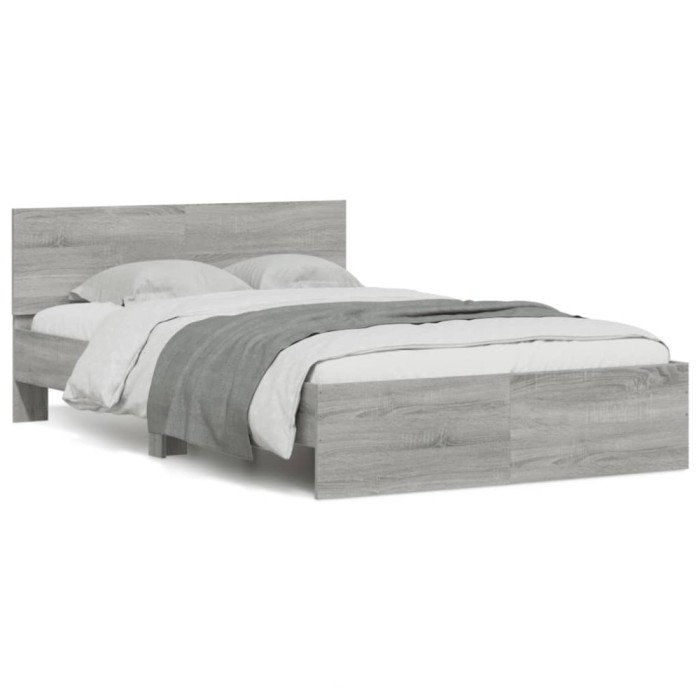 Cadru de pat cu tablie, gri sonoma, 135x190 cm