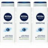 NIVEA MEN Sensitive Gel de duș pentru bărbați ambalaj economic 3 x 500 ml