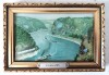 Fotografie vintage cu sidef sub sticlă convexa / bombată &ndash; Lorelei / Rin, Germania &ndash; anii 1930&ndash;1950