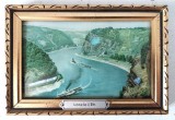 Fotografie vintage cu sidef sub sticlă convexa / bombată &ndash; Lorelei / Rin, Germania &ndash; anii 1930&ndash;1950