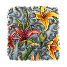 Sticker decorativ Flori, Multicolor, 55 cm, 11510ST foto