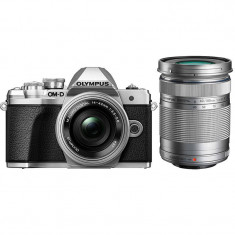 Aparat foto Mirrorless Olympus E-M10 Mark III Pancake Double Zoom 16.1 Mpx Silver Kit Pancake 14-42mm si EZ-M 40-150mm F4.0-5.6 R Silver foto