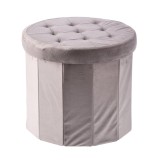 Taburet catifea taupe, pliabil cu spatiu depozitare 45 x 40 cm