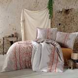 Cumpara ieftin Lenjerie pat dublu,bumbac ranforce,4 piese,gri maro cu model oriental,Urban-A1287