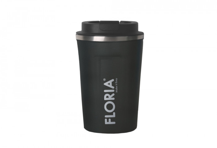 Cana de cafea Floria ZLN9970 tip termos, capacitate 380ml, interior din inox, pereti dublii, gri