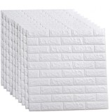 Set 20 x Tapet 3D Autocolant alb, design caramida, rezistent la apa, 70cm x 77cm x 6 mm,