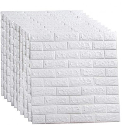 Set 20 x Tapet 3D Autocolant alb, design caramida, rezistent la apa, 70cm x 77cm x 6 mm, foto
